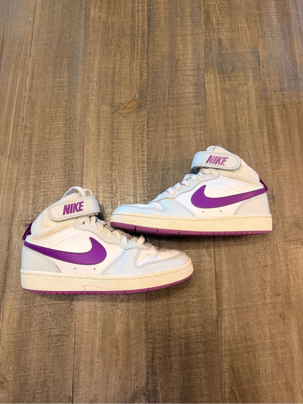 Nike Court Borough Mid 2 GS Pure Platinum Vivid Purple Girl's SZ 4.5Y CD7782-009